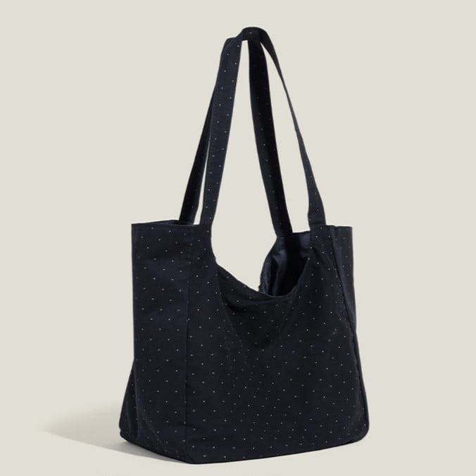 Dark with Bag Detail Shoulder Dotted Tote Blue
