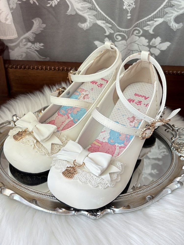 Mary Sweet Round White with Toe Top Lolita Bow Jane in