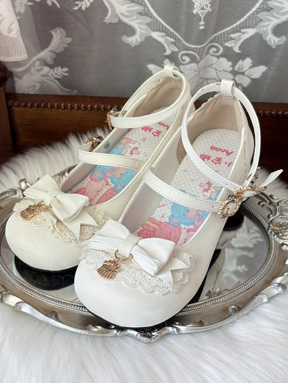 Mary Sweet Round White with Toe Top Lolita Bow Jane in