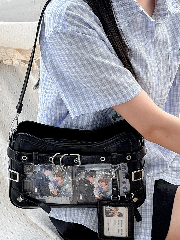 6 Colors Transparent Crossbody Ita Shoulder Bag with Cat Theme - Wudong Shop