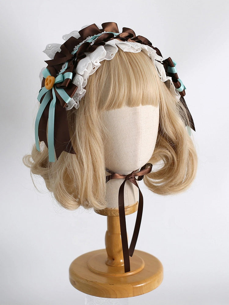 Bow (Lace Hairband Chocolate Lolita Mint Accents)