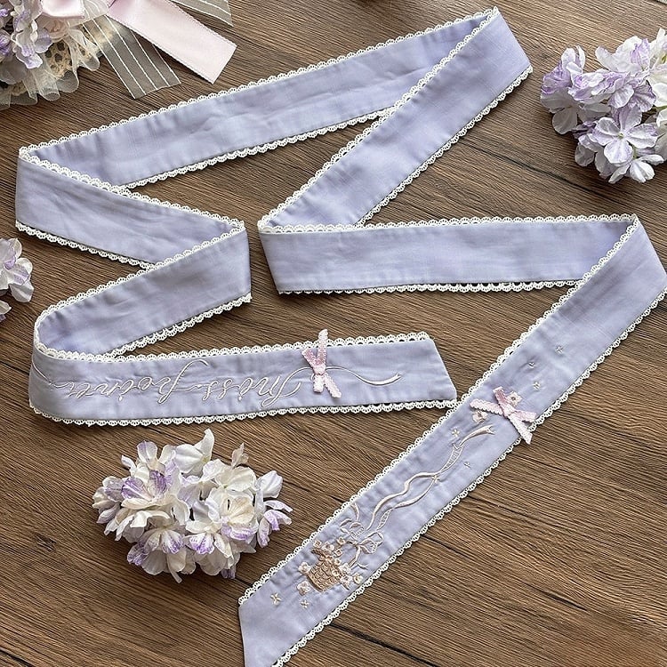 Blue/Pink/Purple Floral Embroidered Lolita Waist Belt - Miss Point