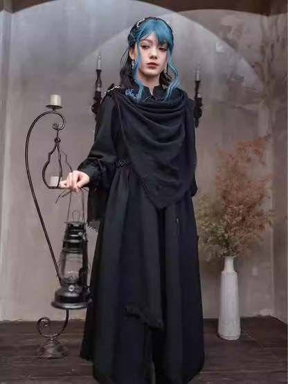 Punk Raw Hem Black Wasteland Vintage Scarf