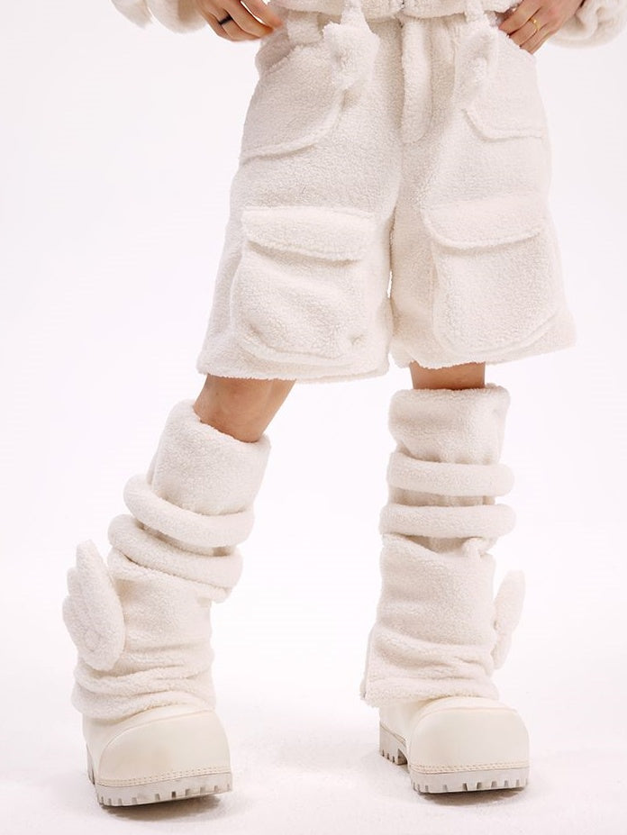 ホワイトエンジェルウィングスフリースレッグウォーマー