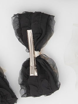 shaped Droplet Bead with Beige Charm Black Sweet Ruffled Hairclip Bow Lolita