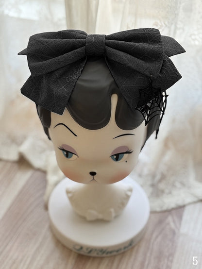 Bowknot with / Gothic Spider KC Web Patterned Printed Lolita