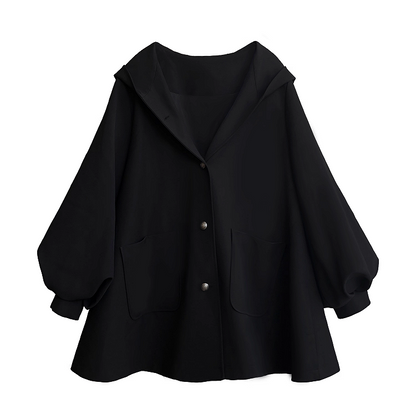 Normal/Verdicken und für den Winter Schwarze Version Herbst Preppy Vintage Kapuzenmantel