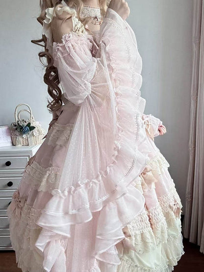 Blouse Off-the-Shoulder Classic Lolita Elegant Pink Bell Sleeves