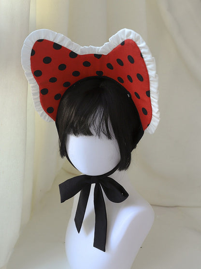 Black & Red Polka Dot Cat Ear Headwear - Rock Candy Box