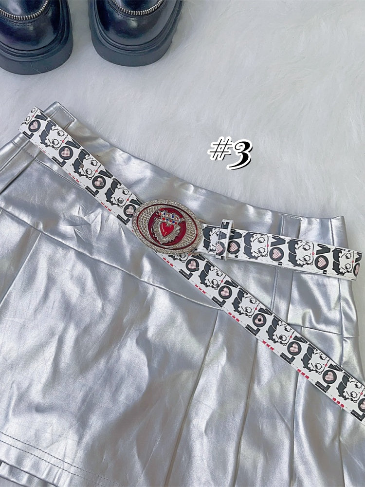 Vintage PU-Hüftgürtel mit Herzmuster