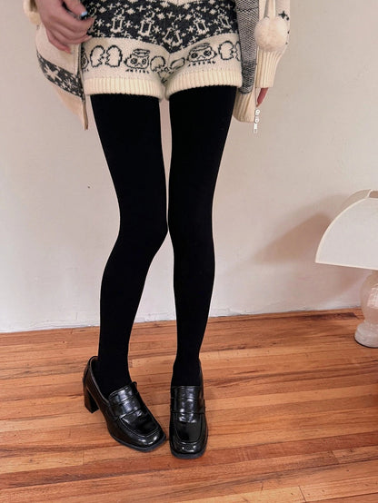 200g Fleece-Lined Vertical Rib Pantyhose