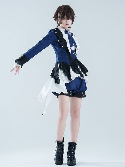 Prince Dark Fabric - Ouji Spider Gothic Waist Shorts Web S for Size Blue Lolita Clearance 67-74cm