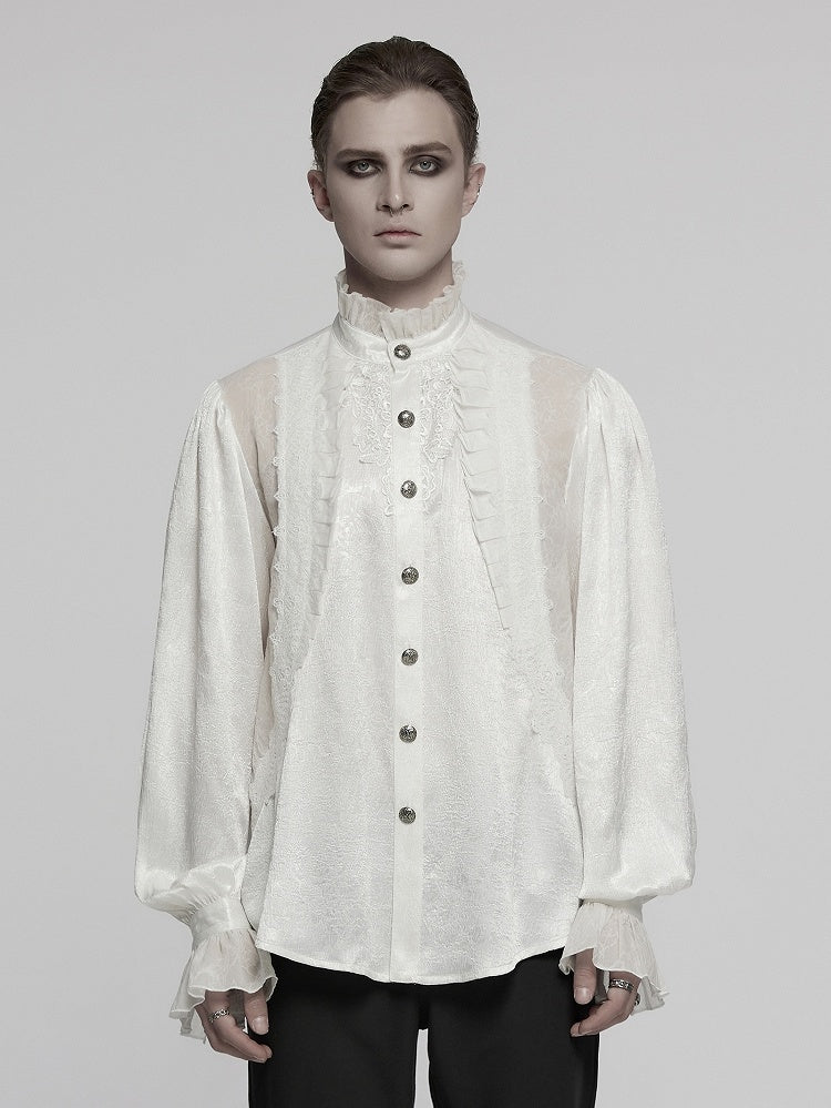 Glamorous Gothic White Men's Shirt