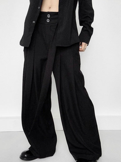 with Pants Belt Ouji Wide-leg Slant Black Loops Lolita Pockets