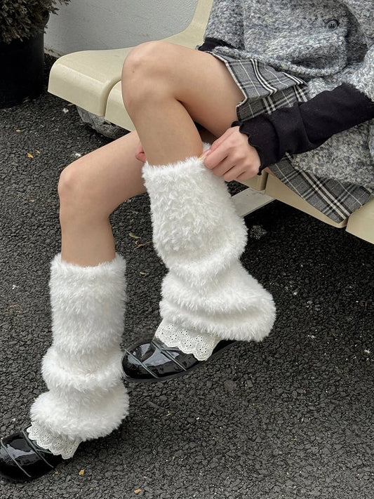 5 Options Fluffy Leg Color Warmers Over-the-Knee
