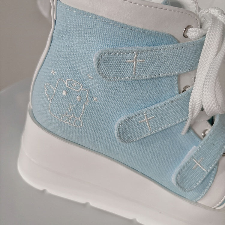 Tenshi Kaiwai Blue Round Toe Yami Kawaii Platform Sneakers