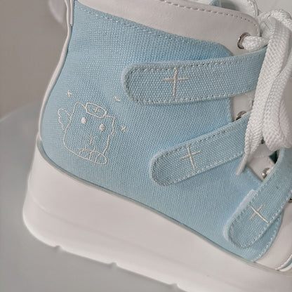 Tenshi Kaiwai Blue Round Toe Yami Kawaii Platform Sneakers