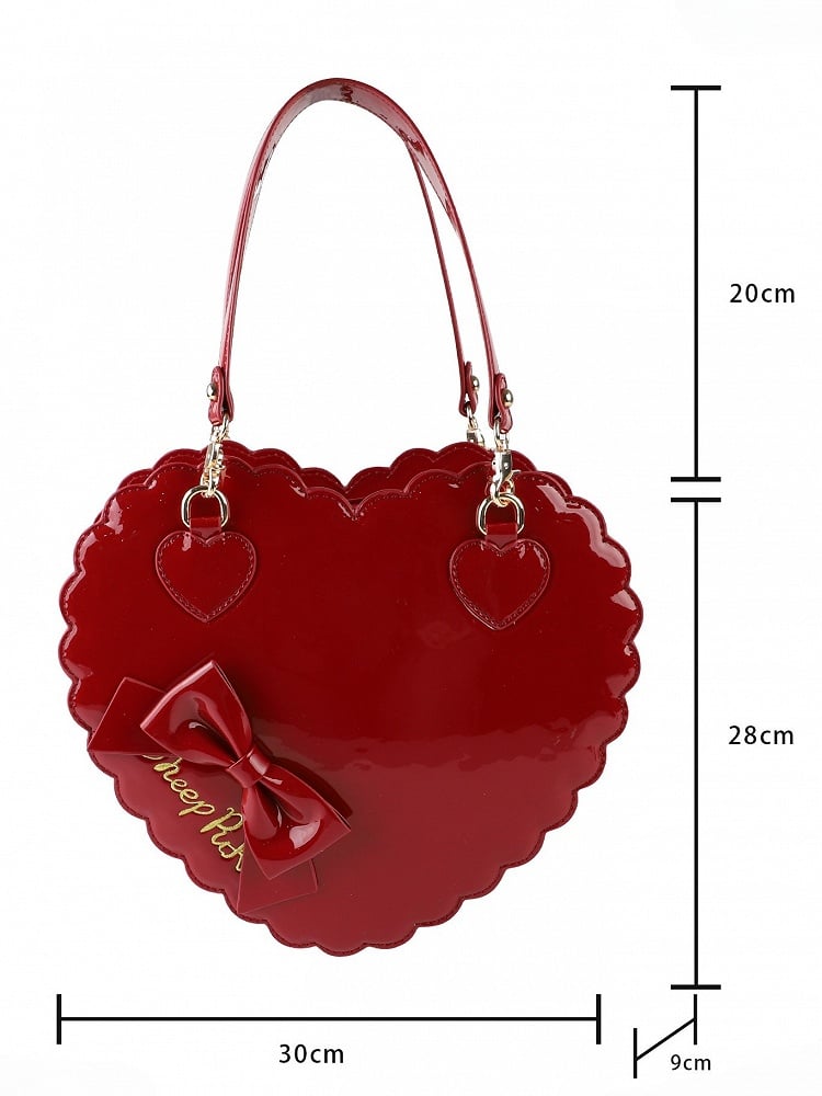 Lolita Accent Red Zipper and Secure - Design Multi-Way Cookie for Bow Polished Bag with Heart