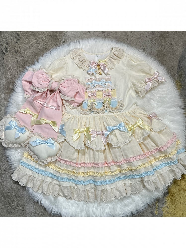 Puff Curve-Friendly Sleeves Dress Fit Lolita Bow Sweet Accents with