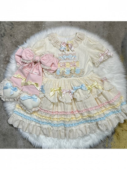 Puff Curve-Friendly Sleeves Dress Fit Lolita Bow Sweet Accents with