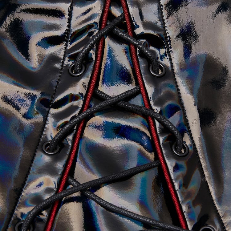 Black Rococo Long Bright Laser Cyber Coat