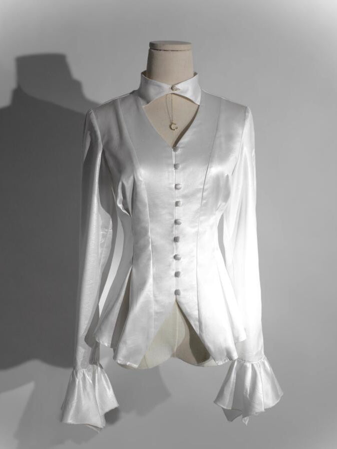 Collar Ways Wear Shirt Two White Sleeves Gothic Long Lolita
