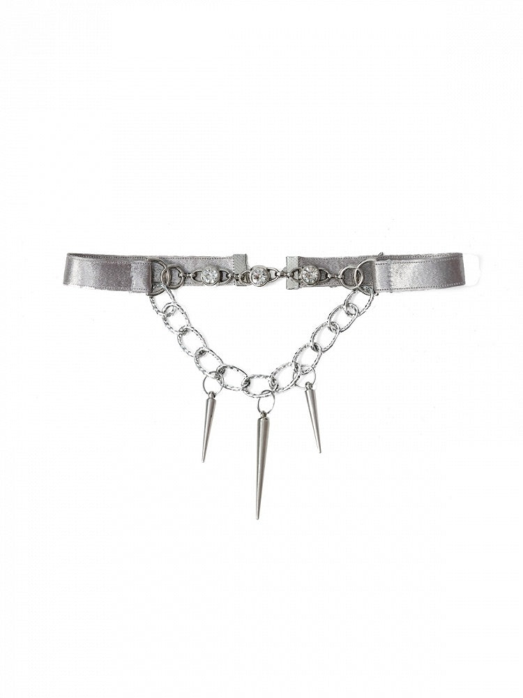 Silver Punk Necklace with Spike Decoration - Virtual Orbit