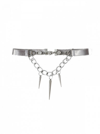 Silver Punk Necklace with Spike Decoration - Virtual Orbit
