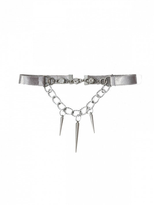 Silver Punk Necklace with Spike Decoration - Virtual Orbit