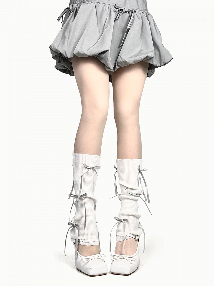 Calf Bow Decorated 8 Leg Warmers Colors -