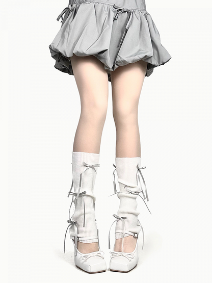 Calf Bow Decorated 8 Leg Warmers Colors -