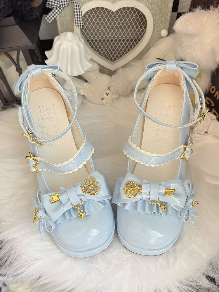 Bow Key Sky Motif Scalloped with Blue Mary Design Hime Janes Lolita Edge
