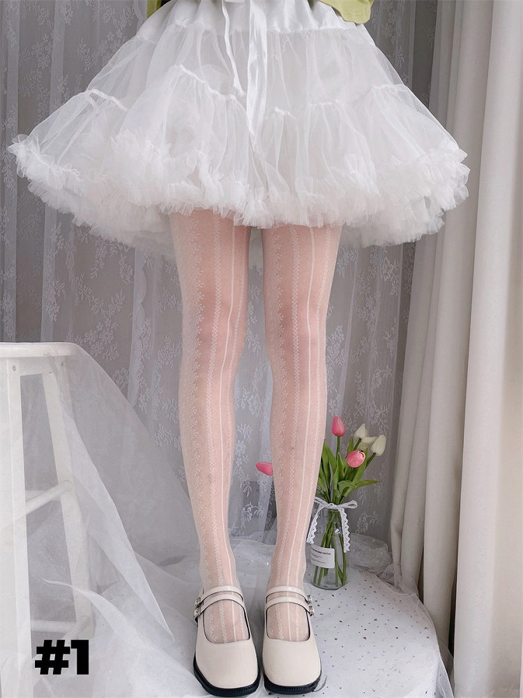 6 Options Semi-sheer Print Lolita Tights