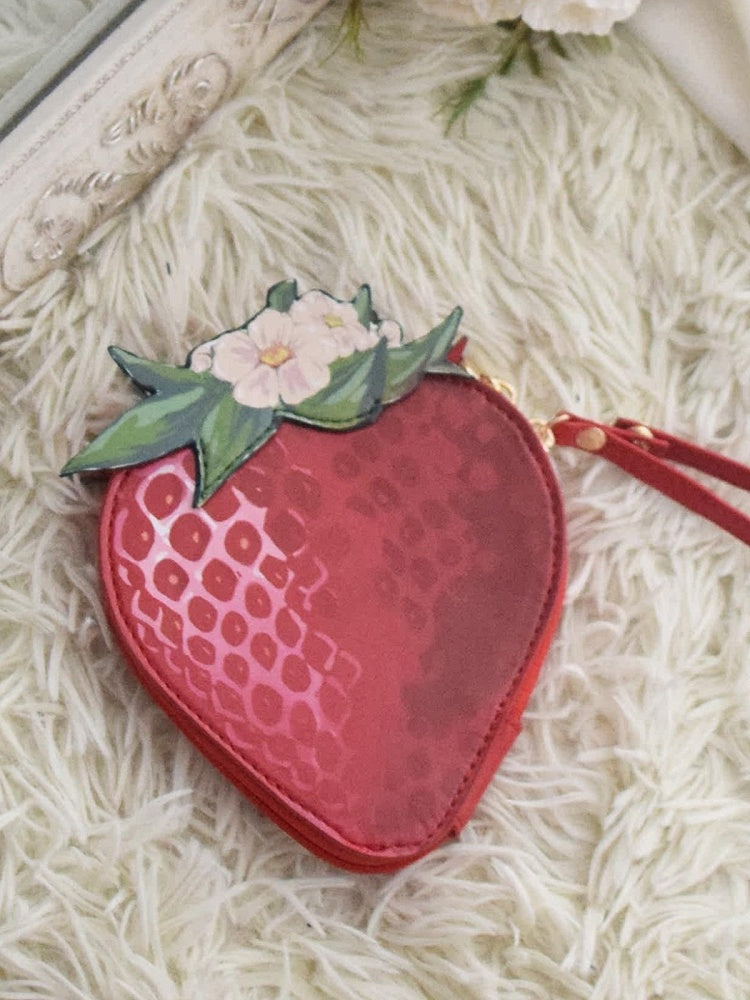 Strawberry Themed Lolita Wallet with Gold Embroidery - Morning Glory