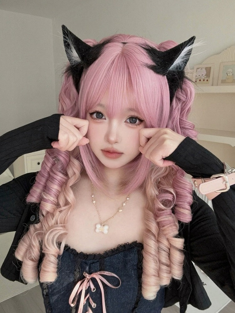 Pink Ombre 35cm Bangs Wig with 46cm Twin Tails - Alice Garden