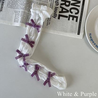 Floral Color Underknee with Options Design Bowknot Pattern 19 Cut-out Stockings