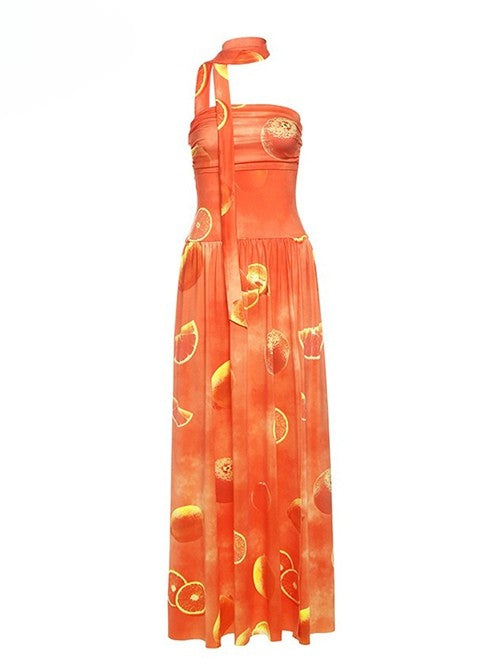 Holiday Orange Tube Sacrrum Kleid mit