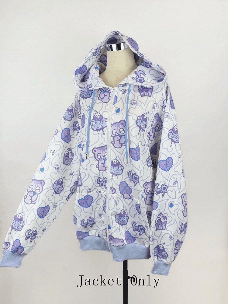 Colors Style Ear Sweet Jacket Hoodie Available Bear with Landmine 3 Guro Print in /