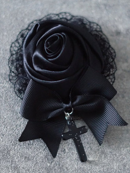 Gothic Hairclip with Black Rose Lace - Strange Sugar