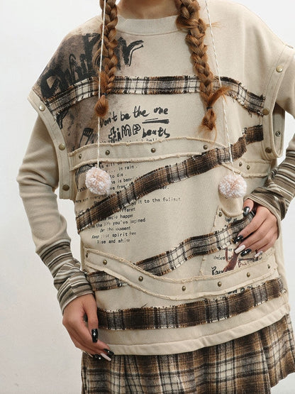 Pattern Plaid Wasteland Sweatshirt Camel Punk -
