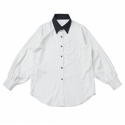 Striped White Oversized Everyday Effortless Shirt Style -