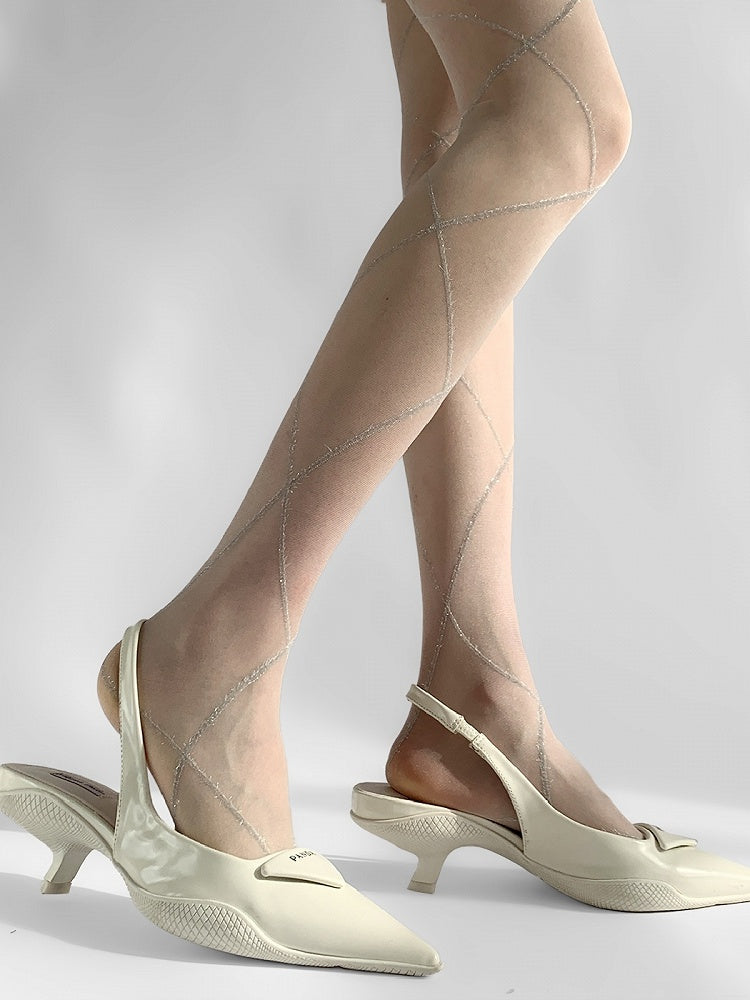 Tights Diamond Silver Gray/Black/Creamy Thread White Pattern