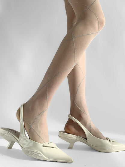 Tights Diamond Silver Gray/Black/Creamy Thread White Pattern