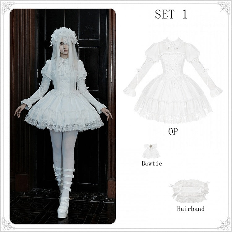 Shirt Collar White Dress OP Sleeves Gothic Set Lolita Juliette Short