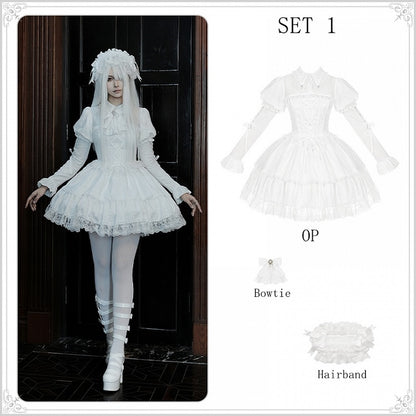 Shirt Collar White Dress OP Sleeves Gothic Set Lolita Juliette Short