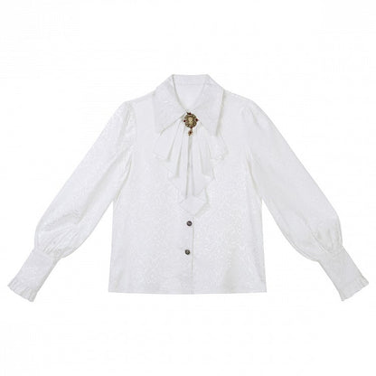 + Wings Shirt Red Collar Sleeves Black Waist High Pants Ouji Coat Cross Long Charms Bat Lolita White