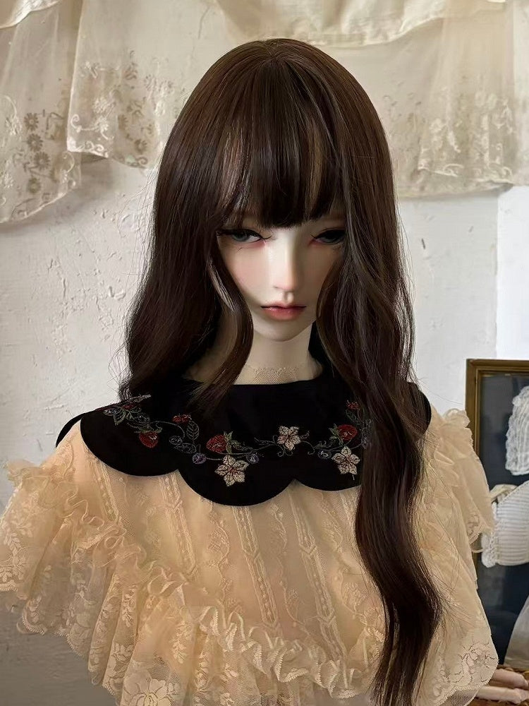 Black Floral Print Long Dress with Berry Embroidery and Lace - Zoncel