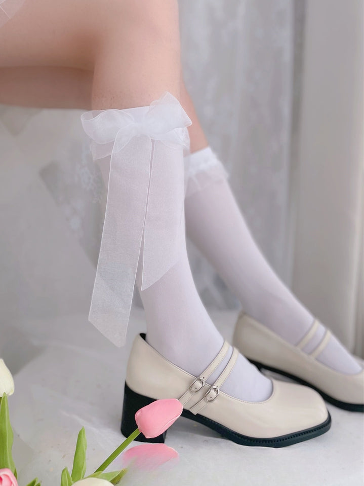 6つのオプション ビッグリボン ロリータ カーフ/アンクルソックス