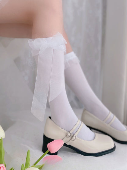 6つのオプション ビッグリボン ロリータ カーフ/アンクルソックス