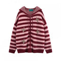 Y2K Jacket with Pattern Closure Star Stripe Zip Pink Four-point